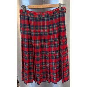 Vtg Pendleton Plaid Skirt 10P Tartan Pleated Virgin Wool Scottish Holiday Preppy